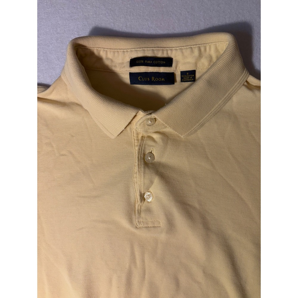 Club Room Mens Pima Cotton Polo Shirt Short Sleeve Light Yellow Small